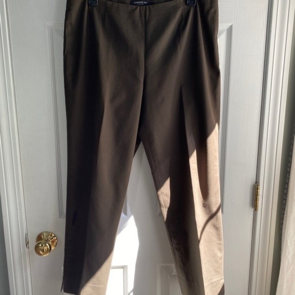 Lafayette 148 Cropped Bleeker Pant - chocolate brown, size 10